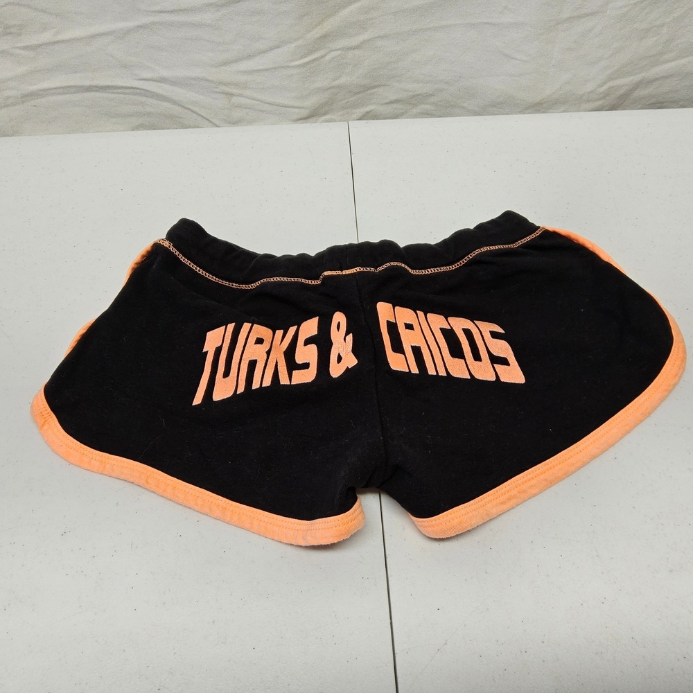 Lagaci Dolphin Shorts Womens XS Black Orange Turks & Caicos Souvenir N-3577